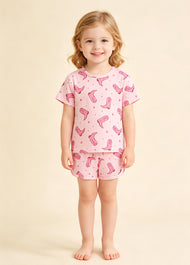 Girls Cotton Print Lounge Shorts Set