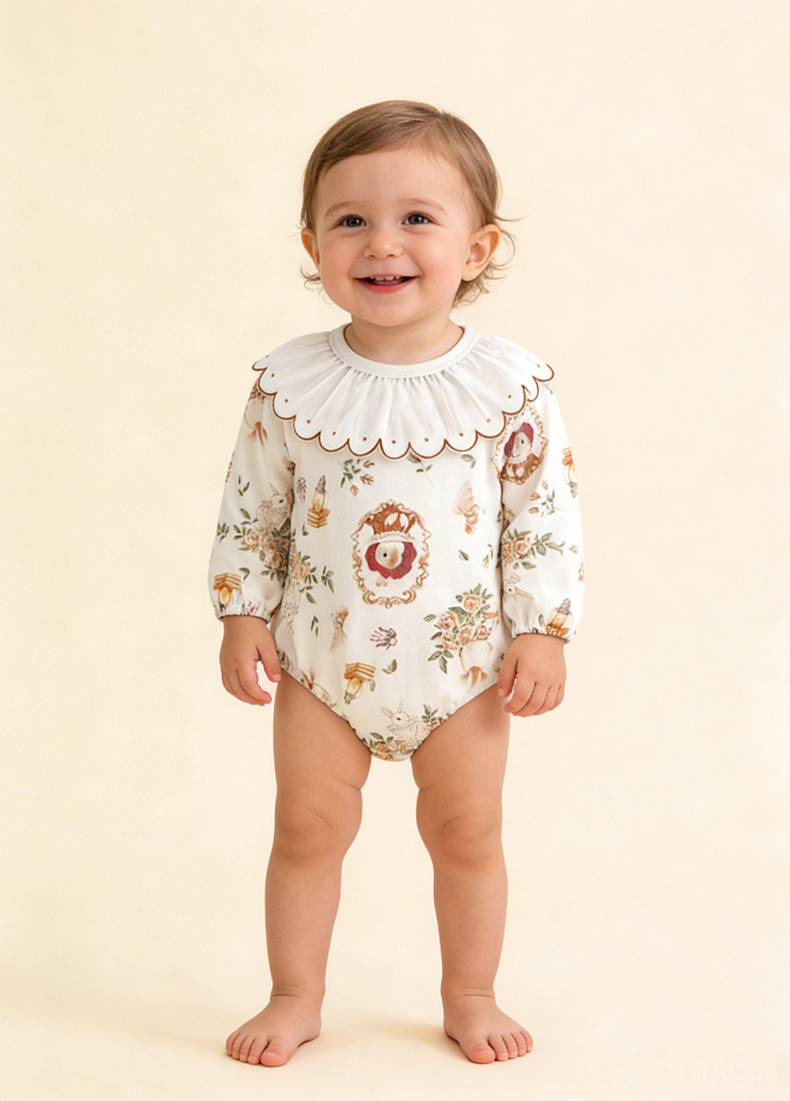 Baby Bamboo-Blend Ruffle Collar Romper
