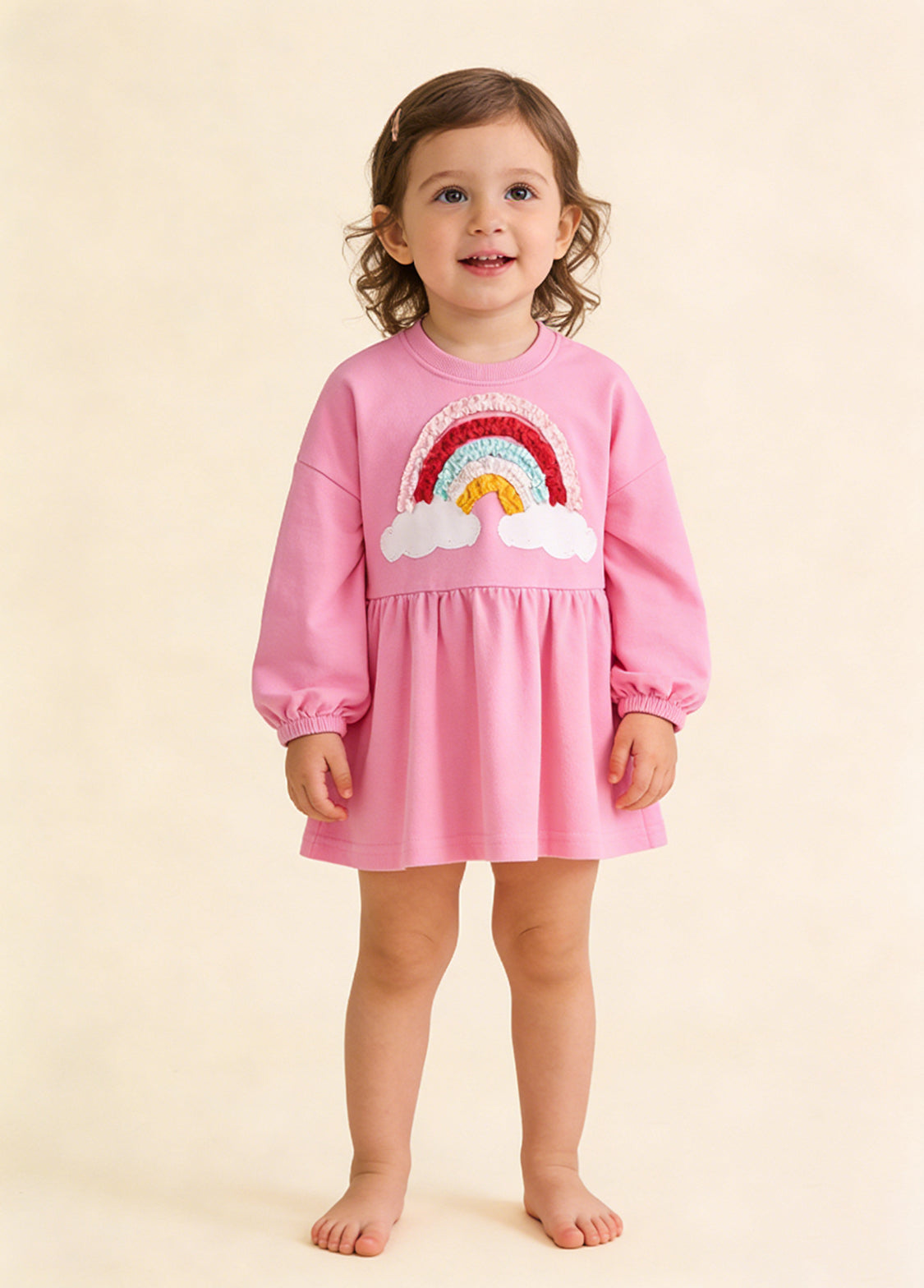 Girls Cute Rainbow Embroidered Long-sleeved T-shirt