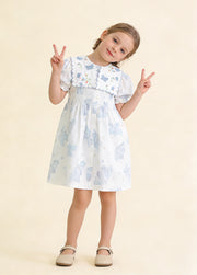 Girls Butterfly Print Cotton Dress