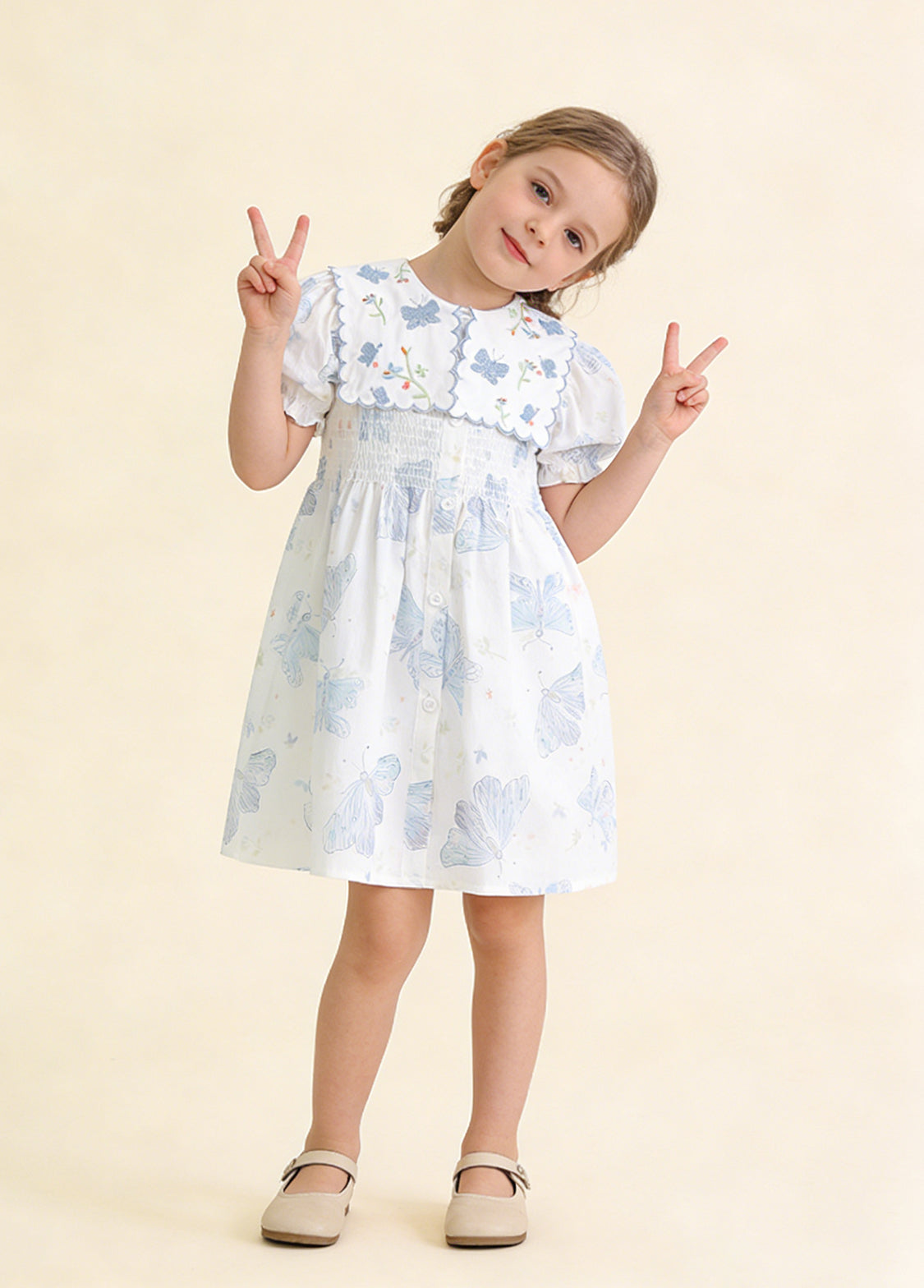 Girls Butterfly Print Cotton Dress
