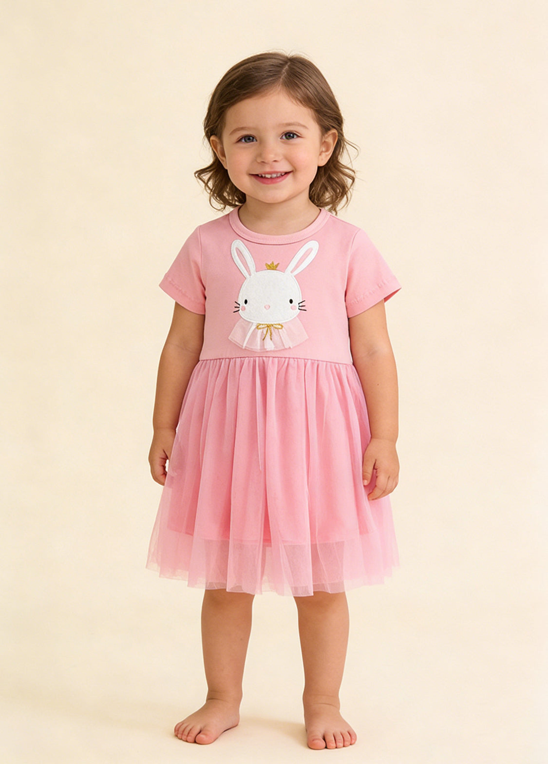 Girls Cotton & Tulle Bunny Dress