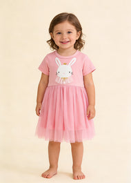 Girls Cotton & Tulle Bunny Dress