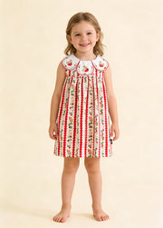 Girls  Cute Bunny Carrot Print Petal Collar Dress