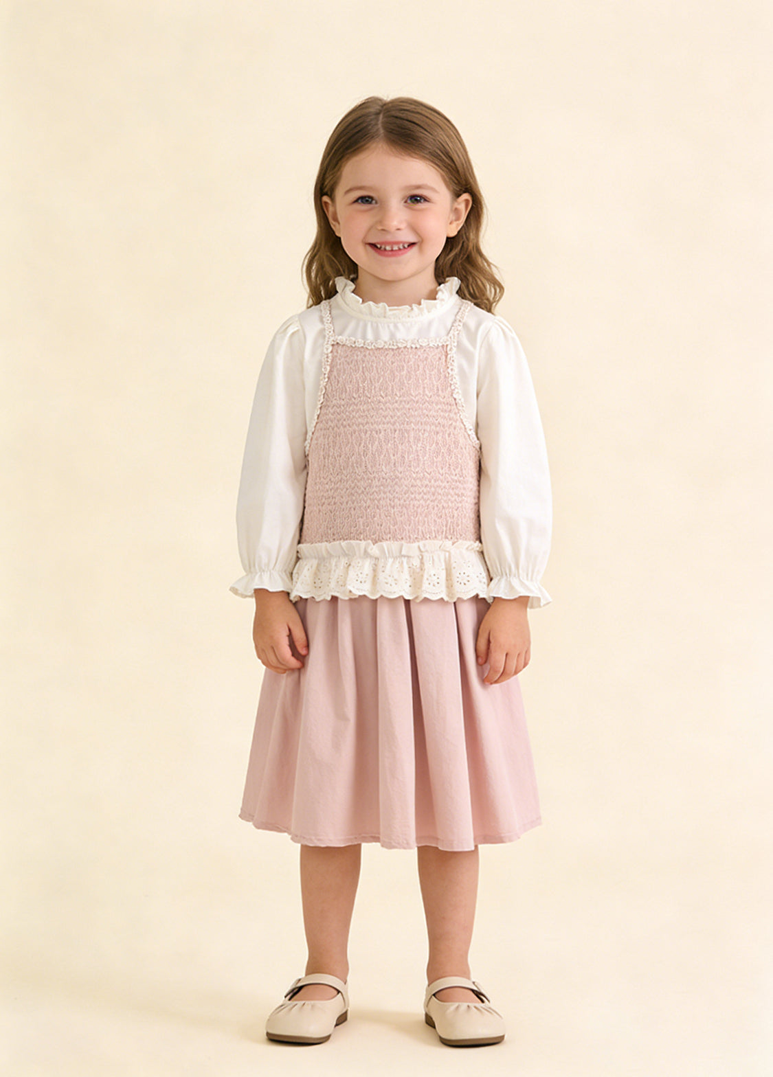 Girls Cotton Two-Piece Skirt Set