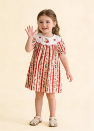 Girls  Cute Bunny Carrot Print Dollar Collar Dress
