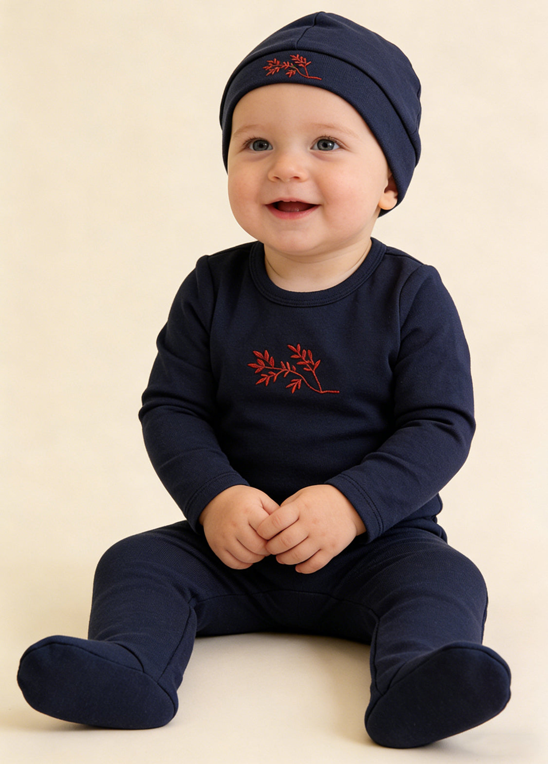 Baby Cotton Footed Romper with Hat