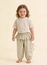 Girls Ruffle Waist Wide-Leg Pants