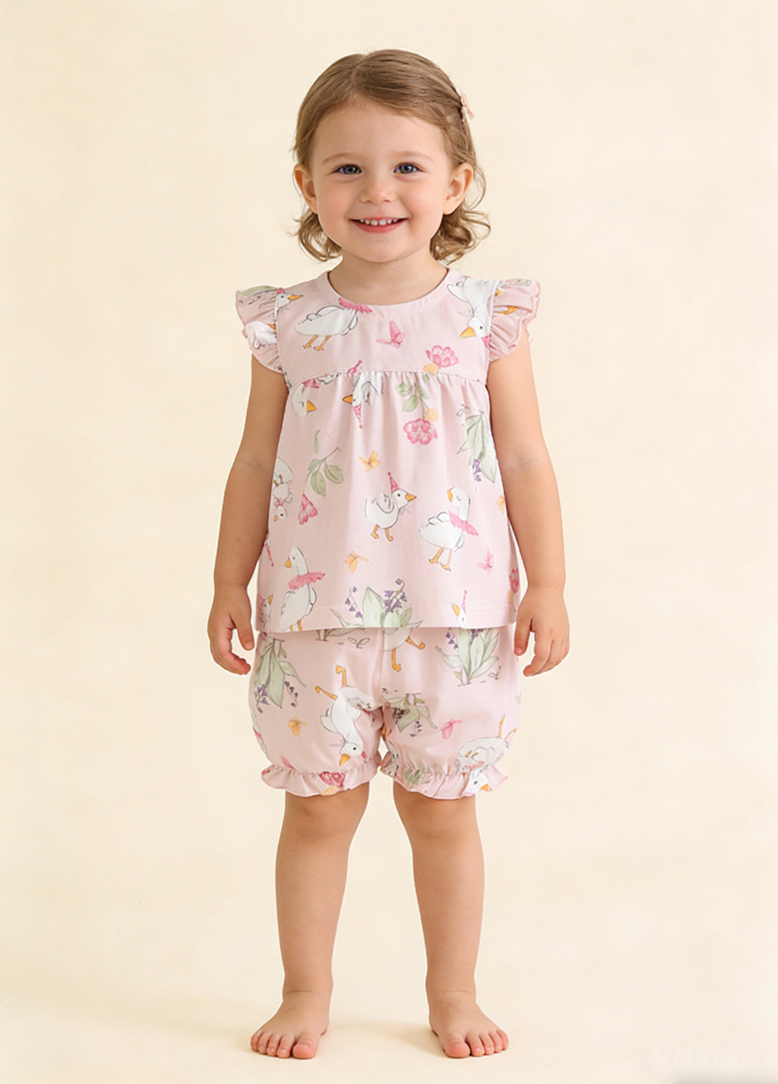 Baby Bamboo-Blend Printed Top & Shorts Set