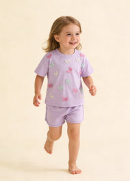 Girls Cute 3D Butterfly Embroidered Short-sleeved T-shirt