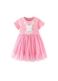 Girls Cotton & Tulle Bunny Dress