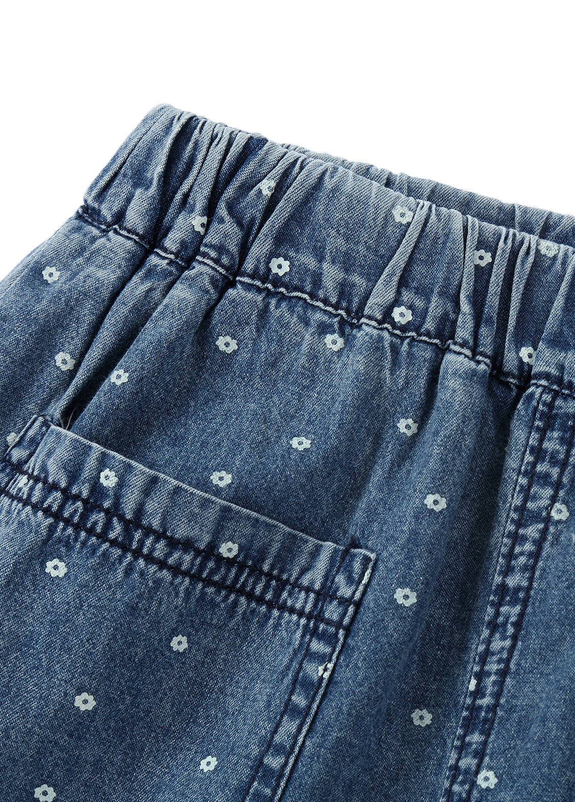 Girls Cotton Two-Piece Lace Top & Wide-Leg Pants Set