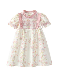 Girls Floral Print Cotton Dress