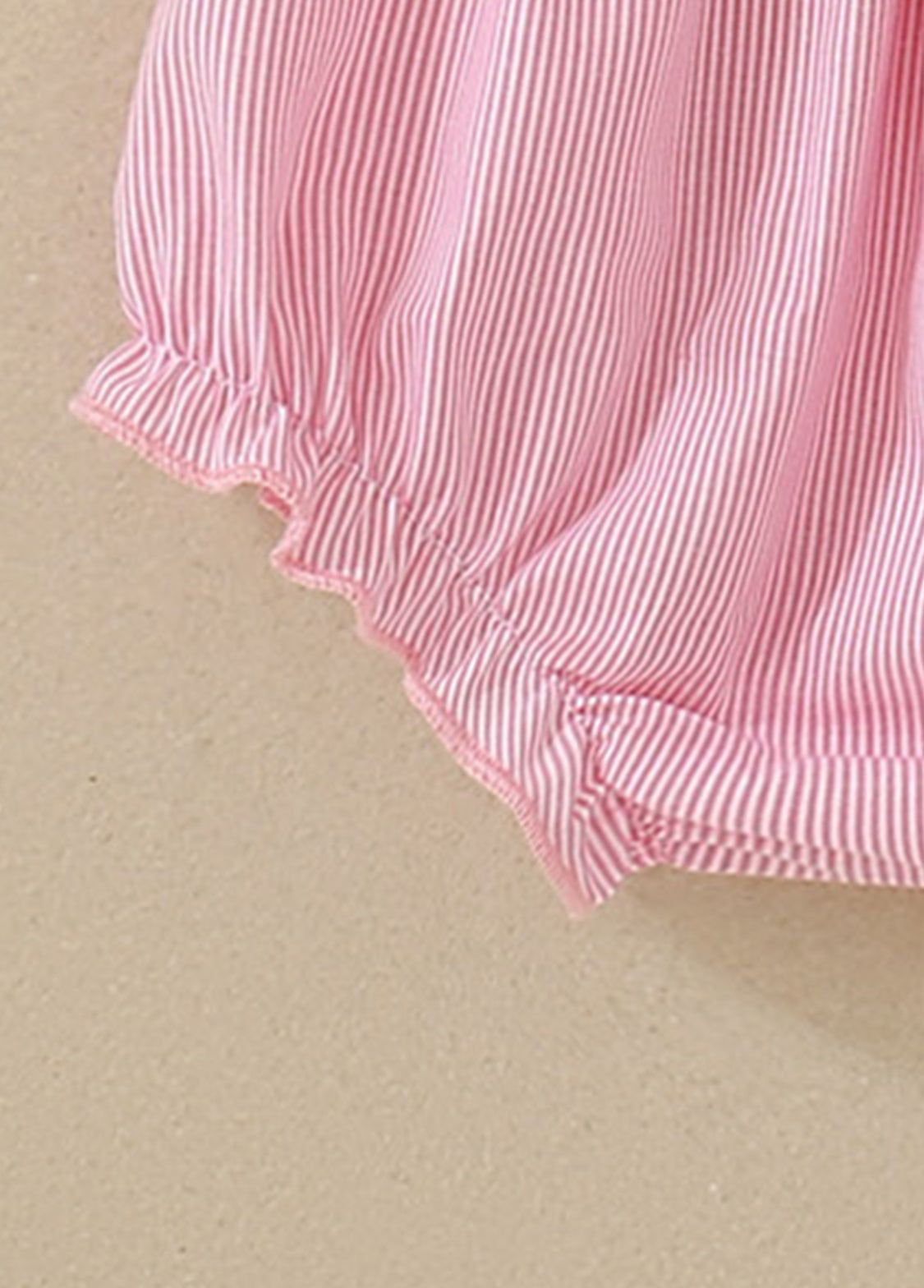 Baby Girls Pink Striped Ruffled Bow Top And Lantern Pants Set