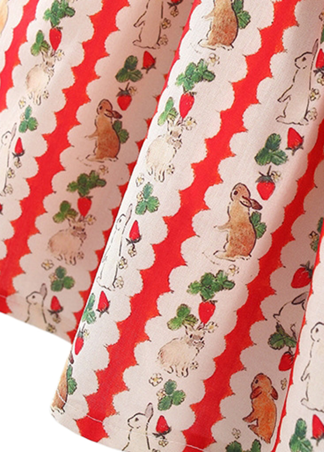 Girls Bunny Print Ruffle Cotton Suspender Dress