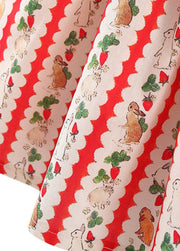 Girls Bunny Print Ruffle Cotton Suspender Dress