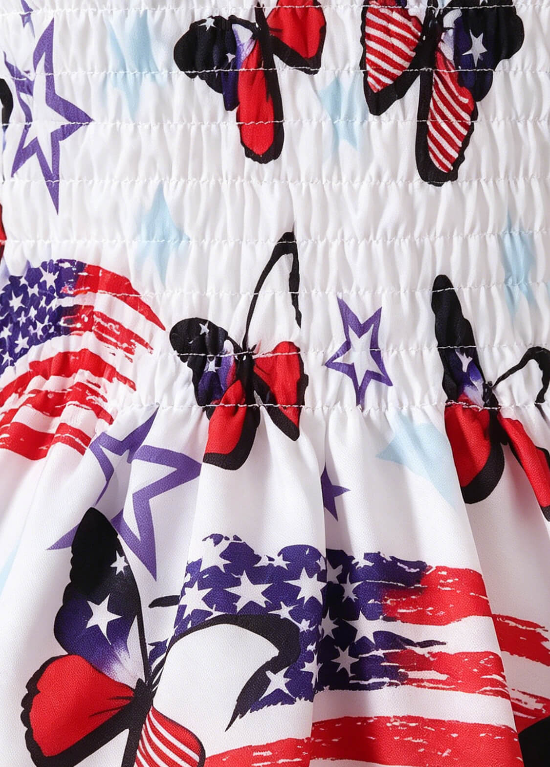 Girls July 4th Independence Day Patriotic Star and Stripe Print Cami Dress Kids Summer Strappy Holiday Sun Dress