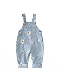 Baby Girl Casual Floral Embroidered Overalls