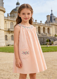 Girls Embroidered Cotton Dress