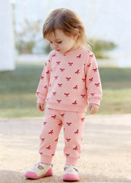 Girls Cute Bow print Sweatshirt Set