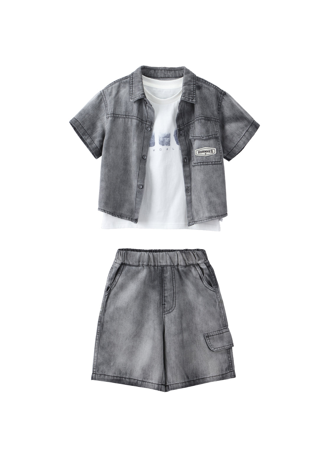 Boys Denim & Cotton Three-Piece Outfit