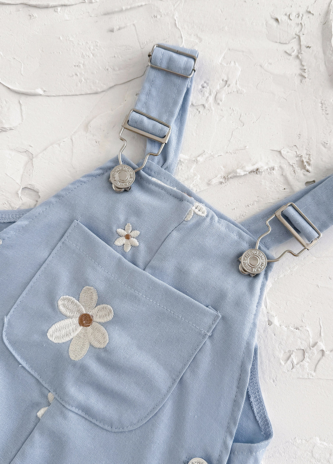 Baby Girl Casual Floral Embroidered Overalls