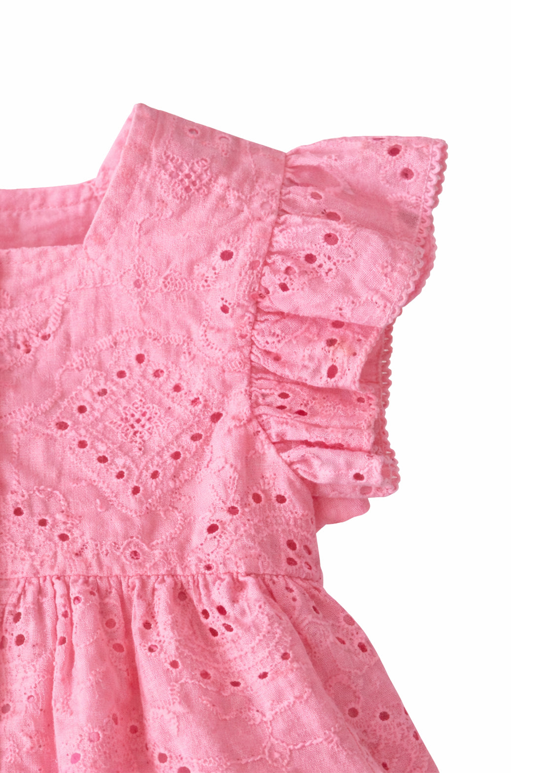 Girls Pink Cotton Eyelet Two-Piece Set