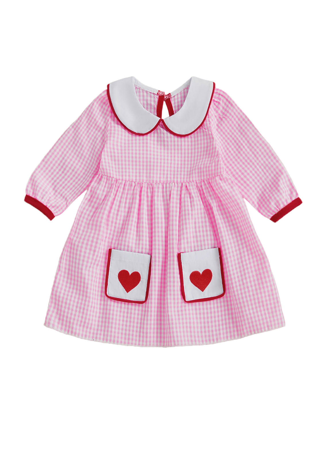 Girls Cute Plaid Dollar Collar Long-sleeved Dress