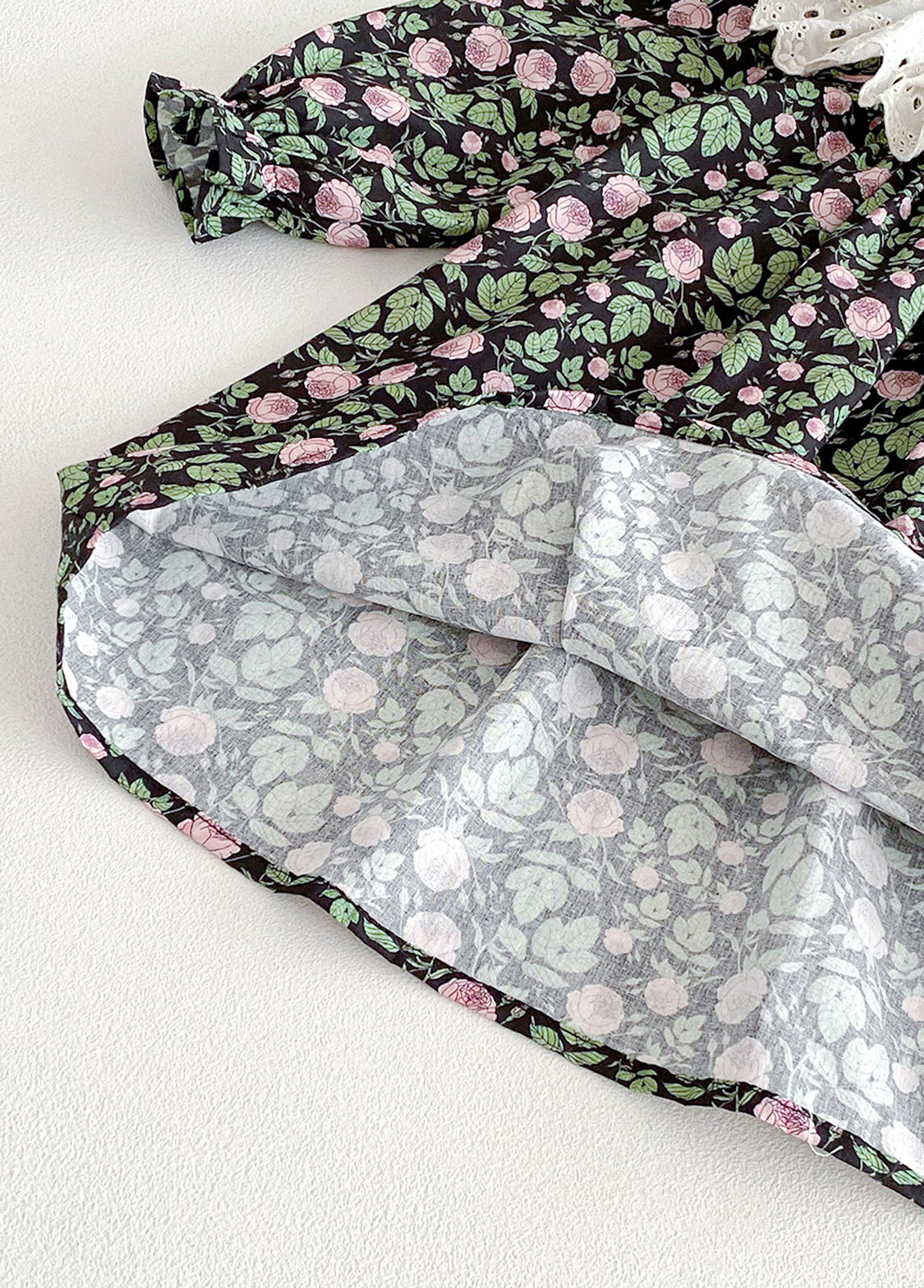 Girls Sweet Floral Dollar Collar Dress With Headband