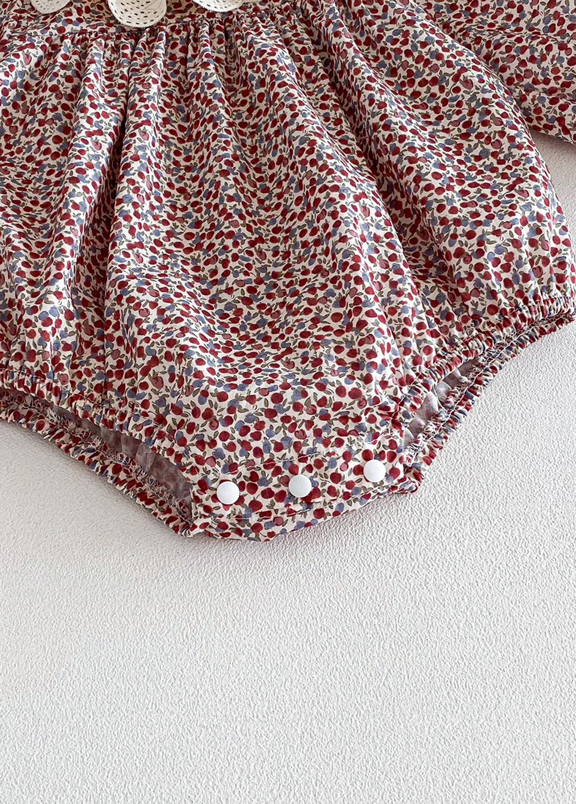 Baby Girls Retro Floral Dollar Collar Romper With Hairband