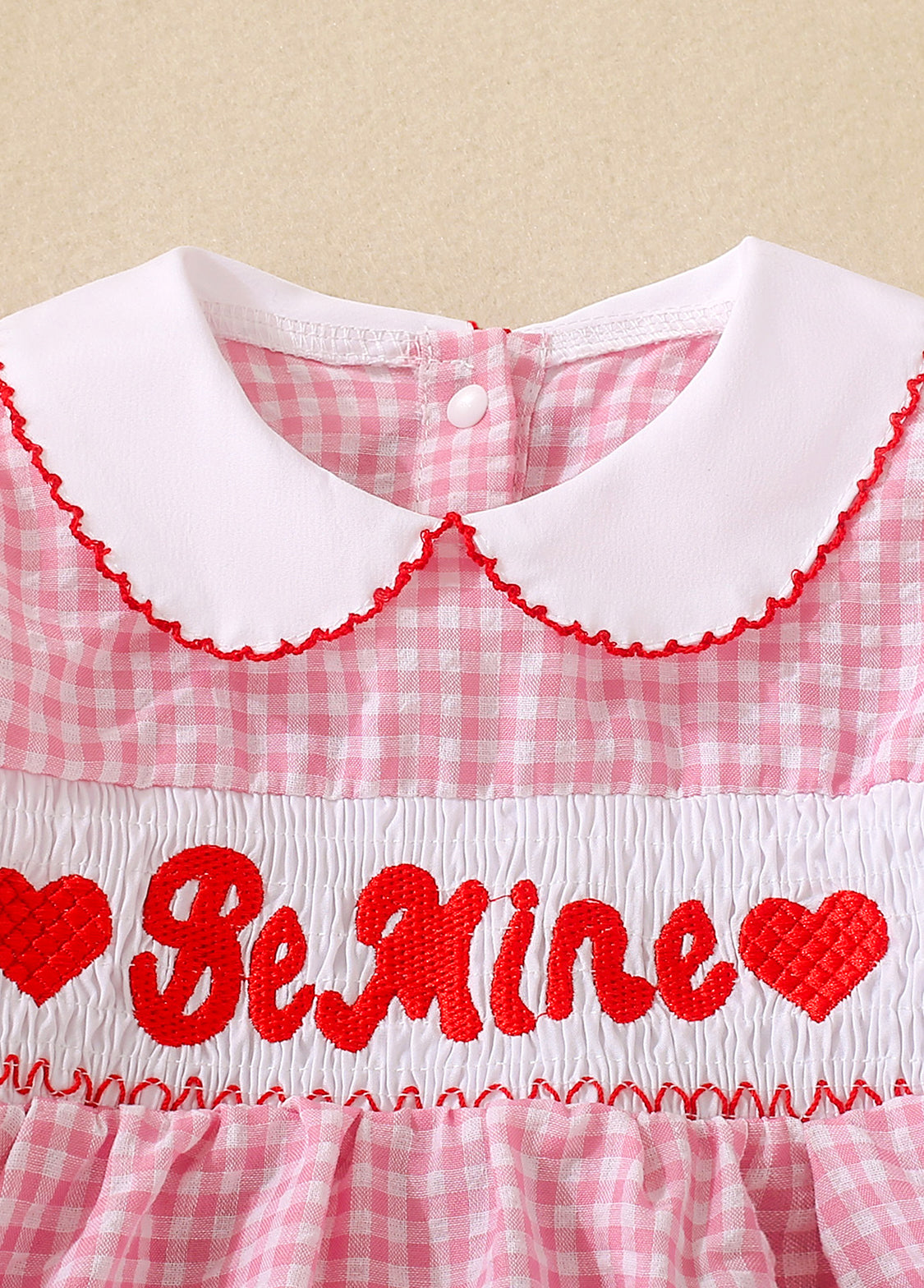 Baby Girl Pink Plaid Embroidered Long-sleeved Top And Lantern Pants Set