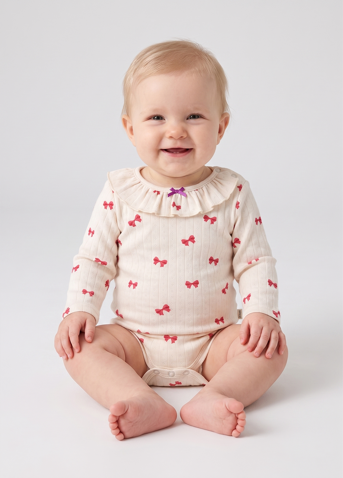 Baby Bow Print Cotton Bodysuit