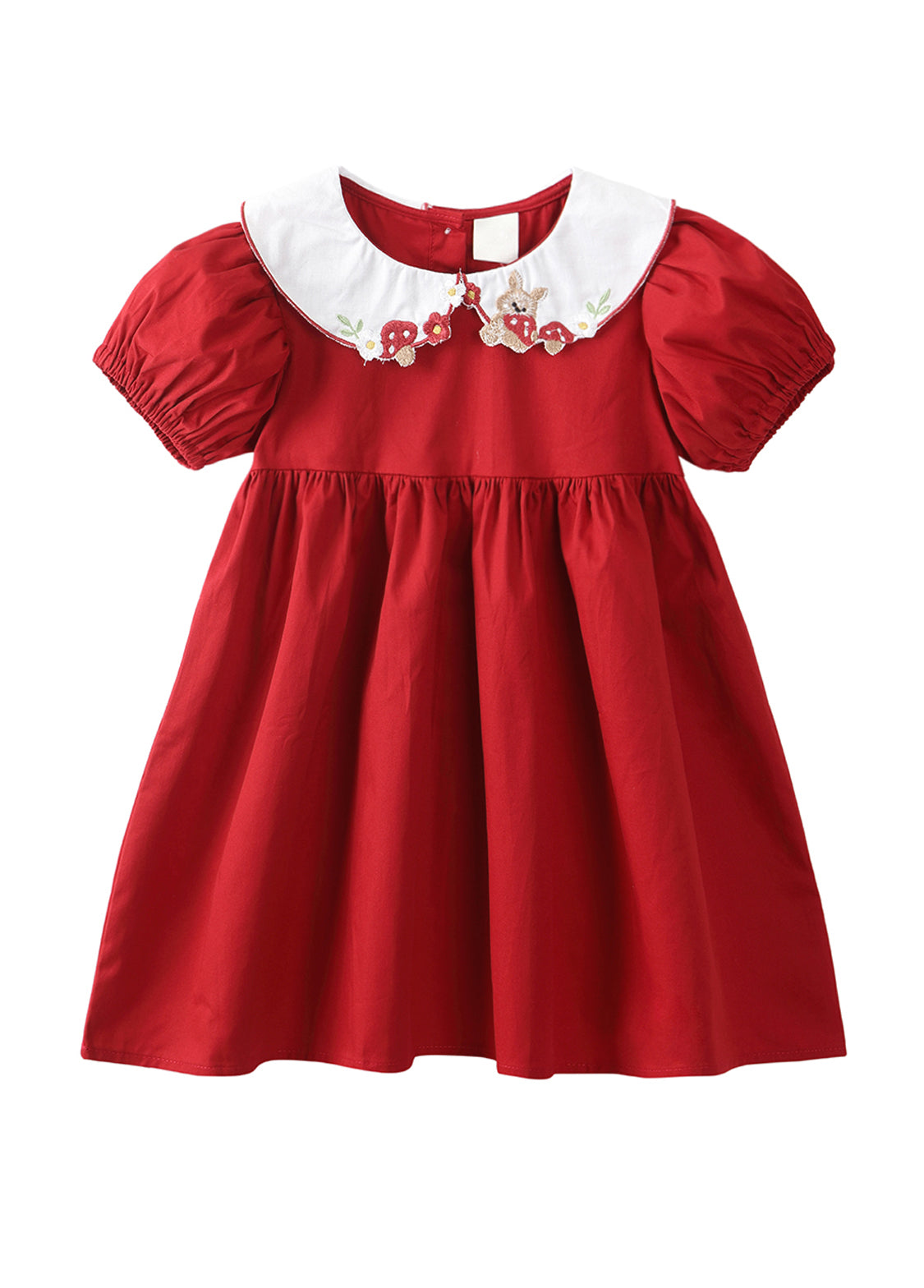 Girls Cotton Easter Bunny Embroidered Dress