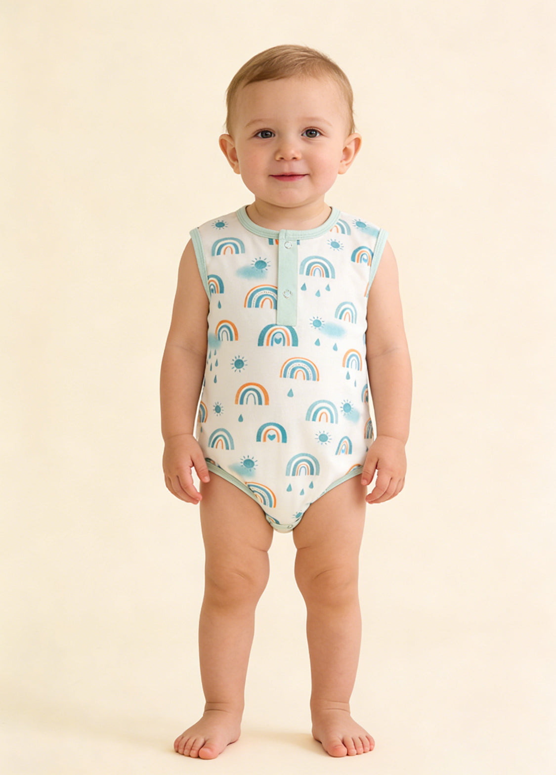 Baby Boy's Bamboo Fiber Sleeveless Summer Romper (Lightweight, Printed)