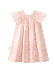 Girls Bow Print Cotton Dress