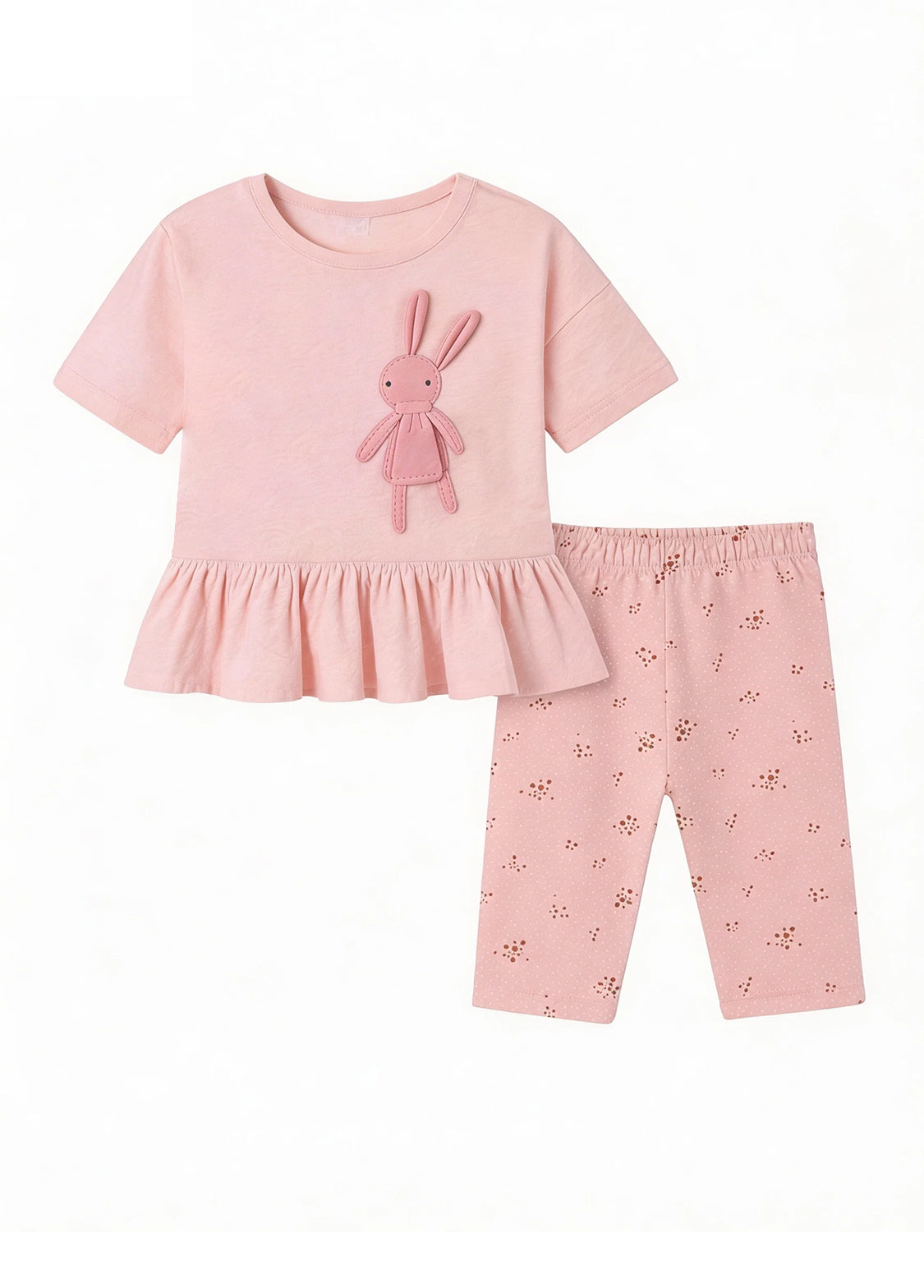Girls Cotton Bunny Peplum Two-Piece Set