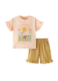 Girls Cartoon Animal Cotton Two-Piece Set