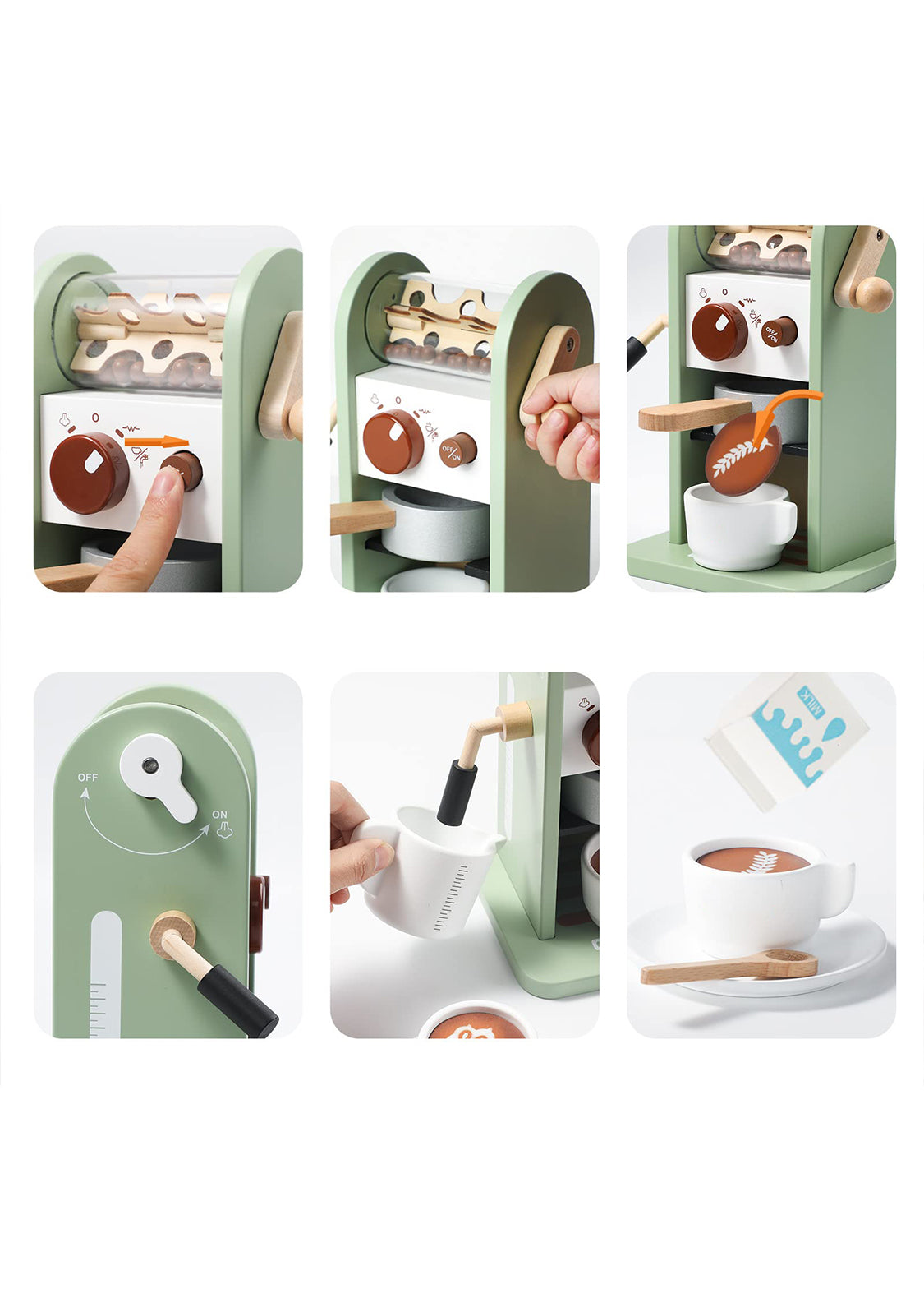 Kids Wooden Coffee Maker Pretend Play Set