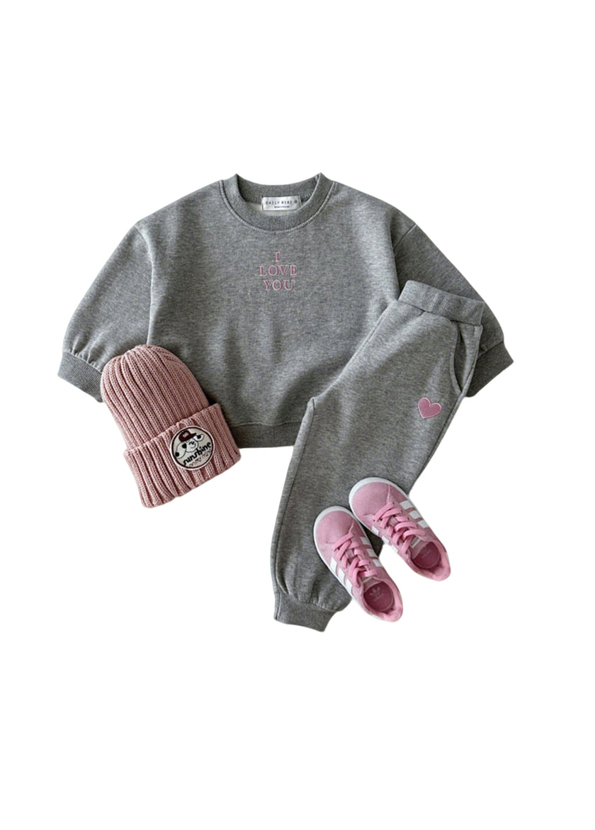 Kids Casual Sports Letter Embroidered Sweatshirt Set