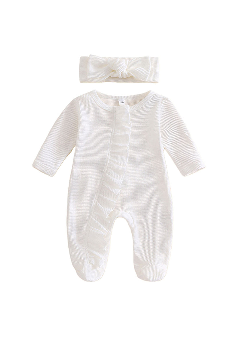 Baby Girl  Cute Ruffled Romper With Headband