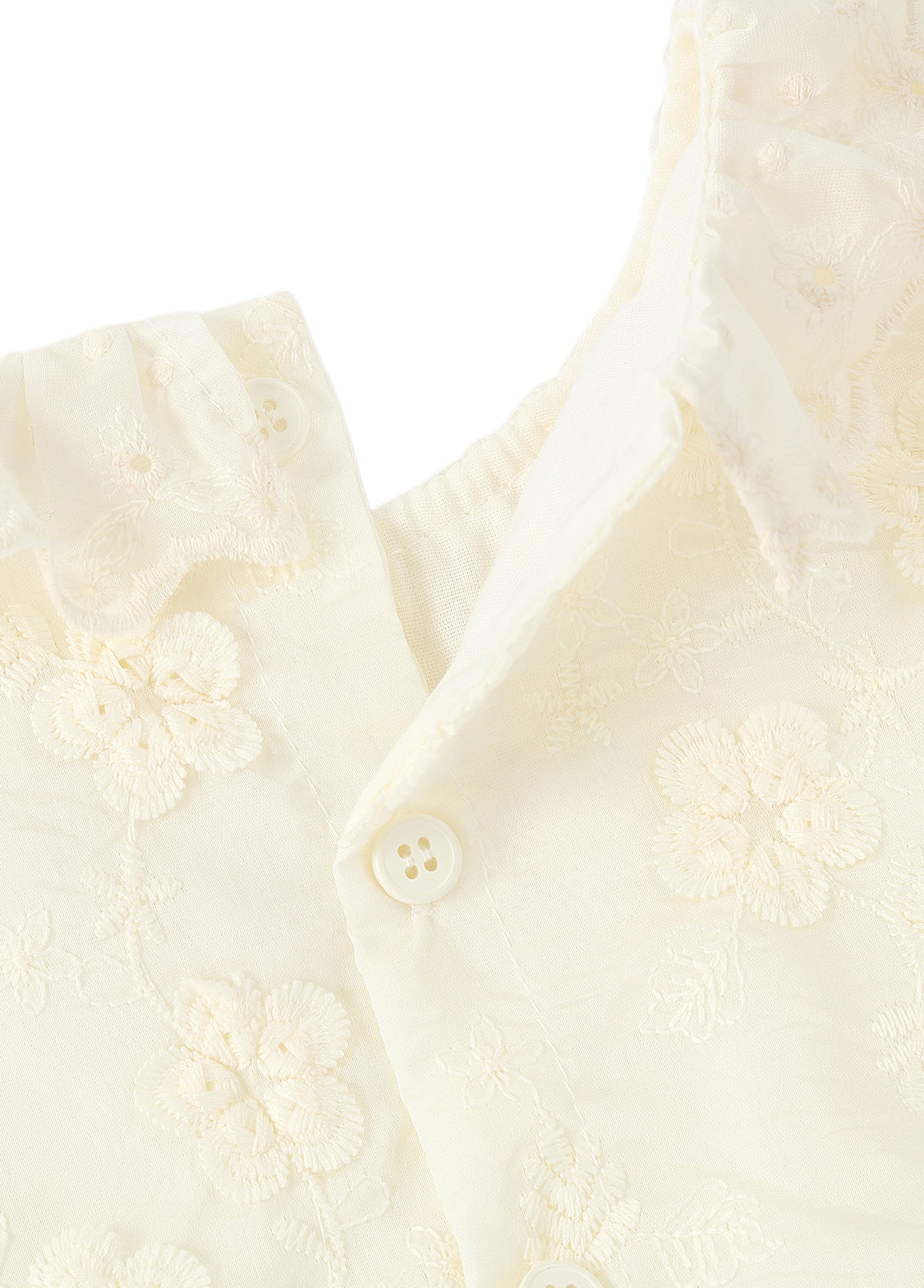 Girls' Lightweight Two-Piece Set: Top with Flutter Sleeves and Openwork Floral Design, and Trousers