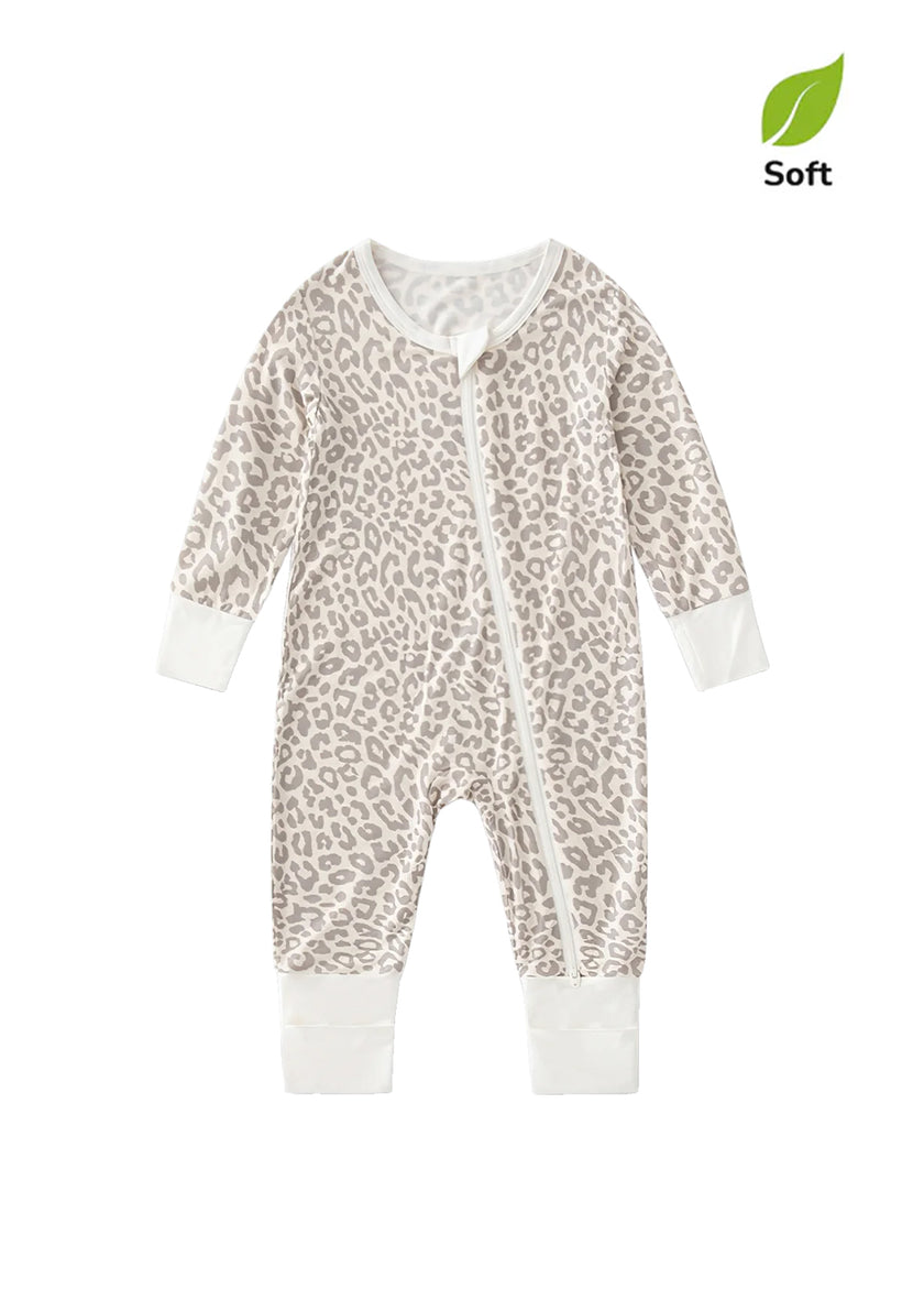 Baby Boy's Bamboo Fiber Floral Zip-Up Romper Pajamas