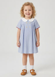Girls' Casual Navy Striped Dress