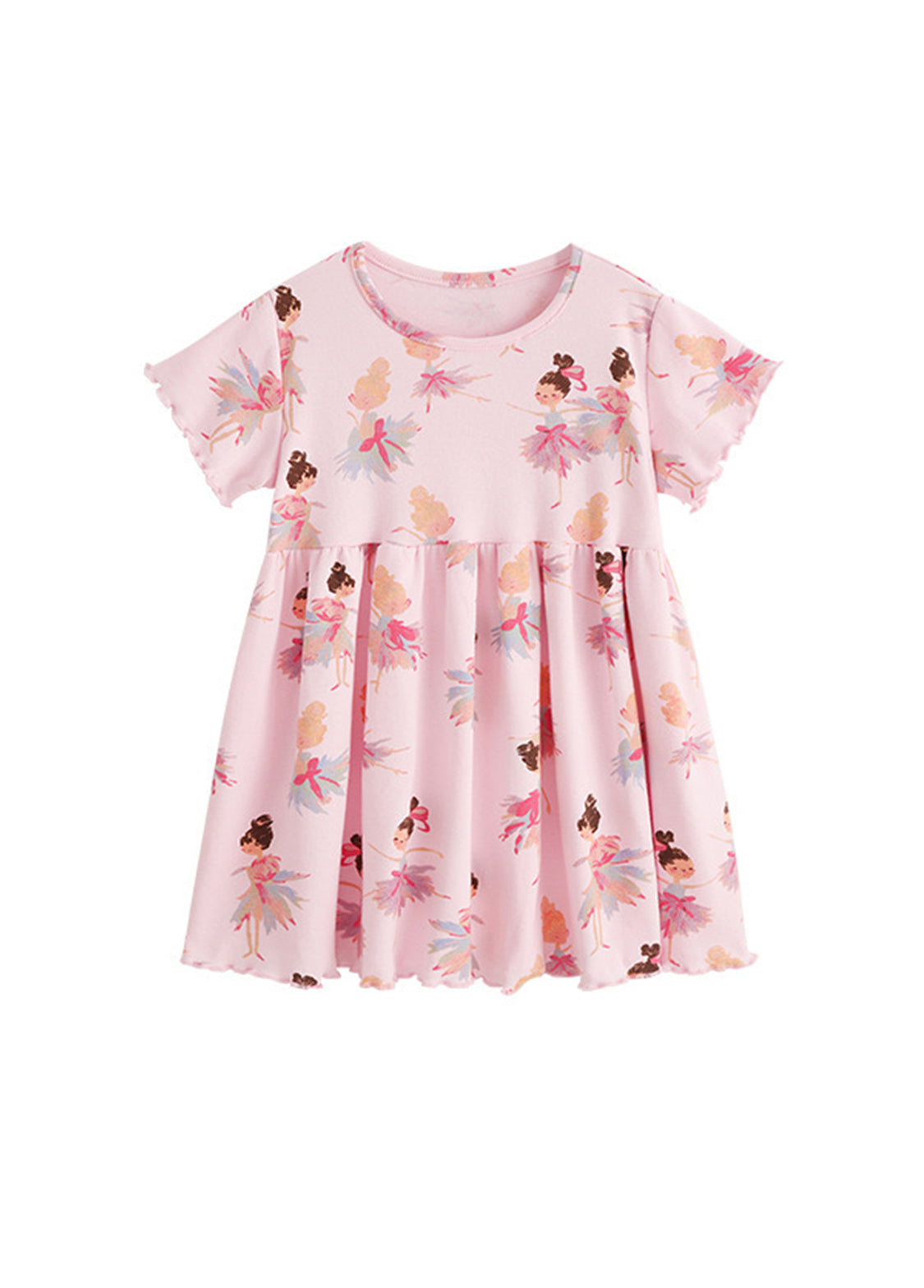 Girl Cute Ballet Girl Print Short-Sleeved Dress