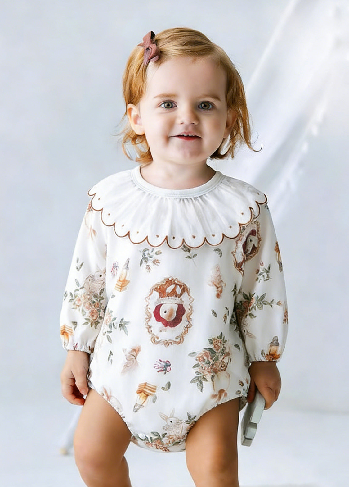 Baby Bamboo-Blend Ruffle Collar Romper