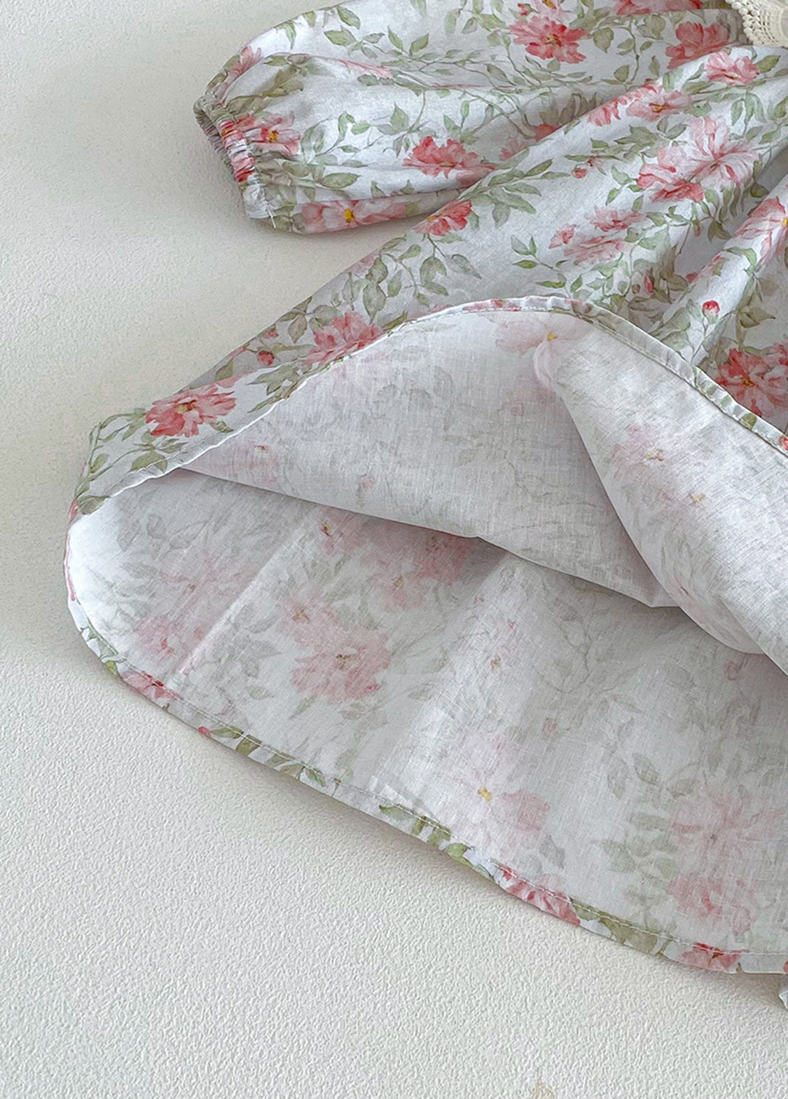 Girls Sweet Floral Dollar Collar Dress With Headband