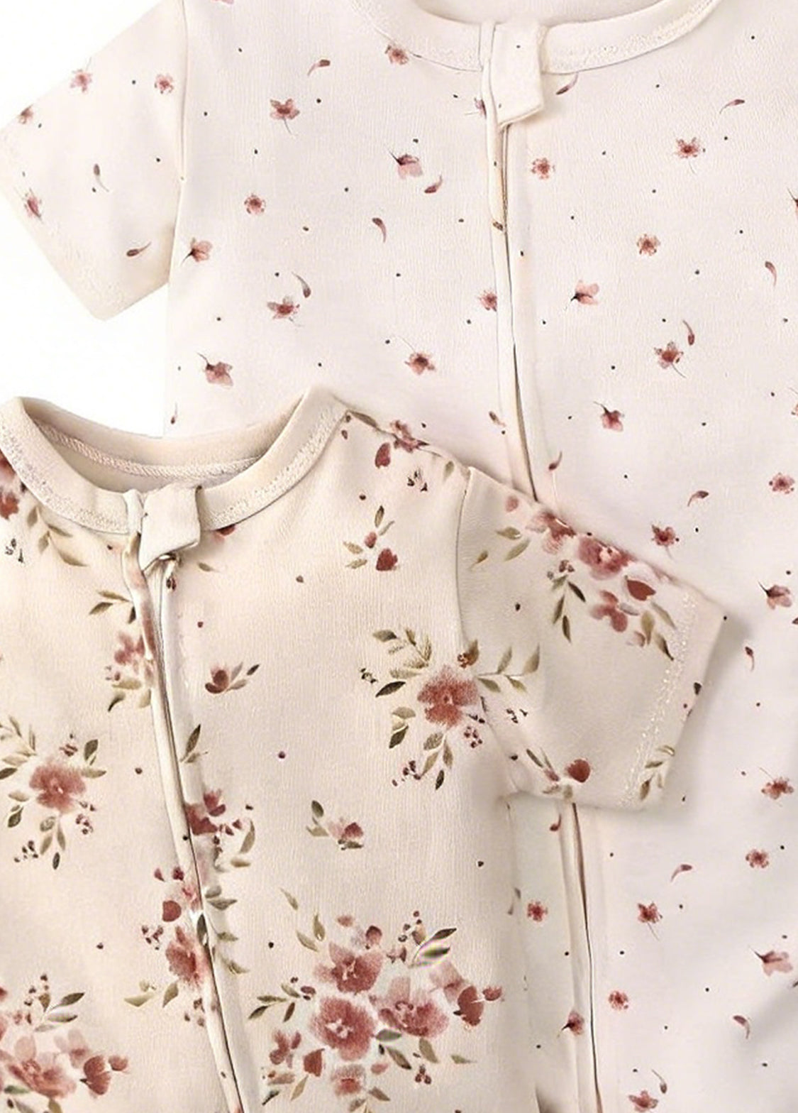 3-Piece Baby Girl Cotton Cute Floral Print Short-Sleeve Romper