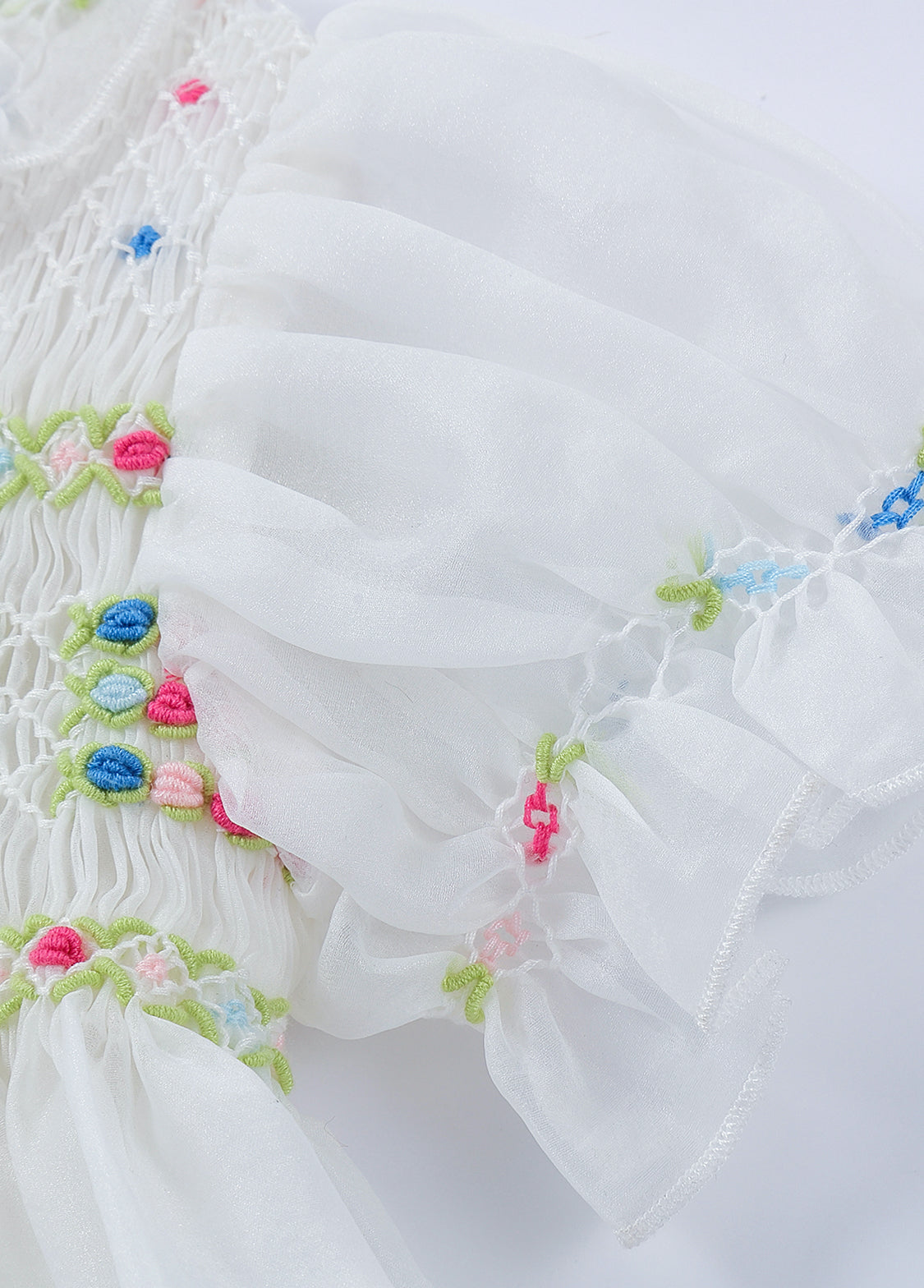 Girls Sweet Embroidered Round Neck Chiffon Princess Dress