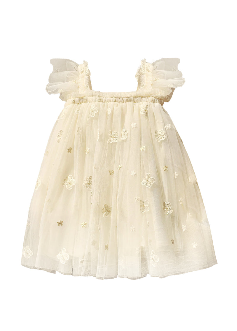 Girls' Butterfly-Embroidered Spaghetti-Strap Princess Dress