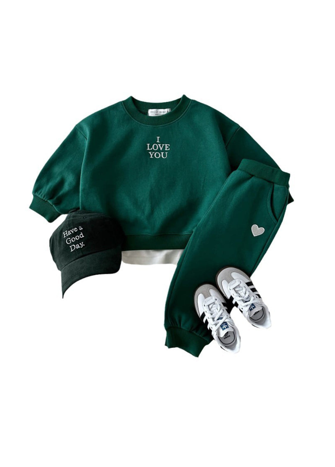 Kids Casual Sports Letter Embroidered Sweatshirt Set
